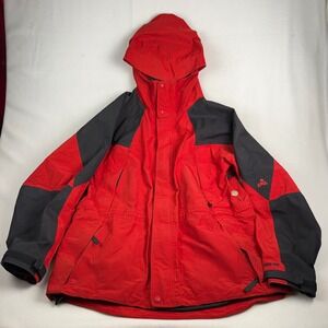 EMS Gore-Tex Parka Mens Large Red Black Waterproof Hooded Jacket 8200F99